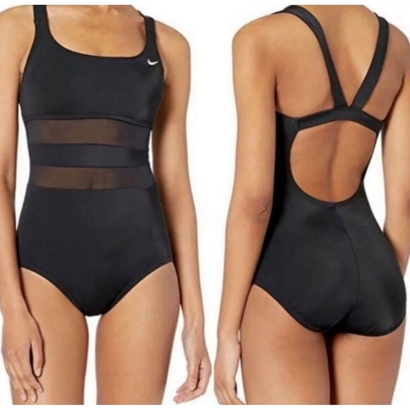 Nike Other - Nike Women's Standard Mesh Solid Edge V-Back One Piece Swimsuit Swimwear  Sz M